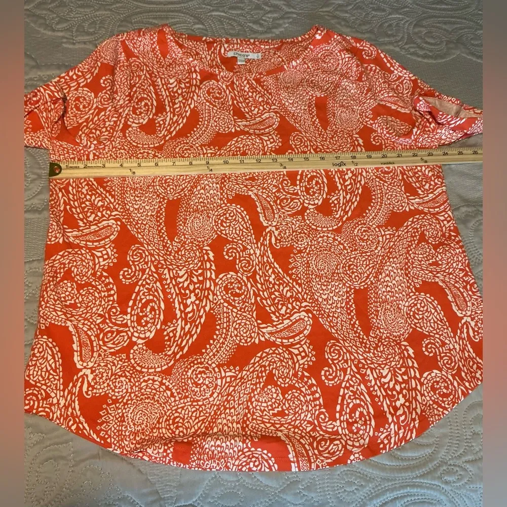 Chico's Orange Relaxed Blouse with Peter Pan Collar - Image 3