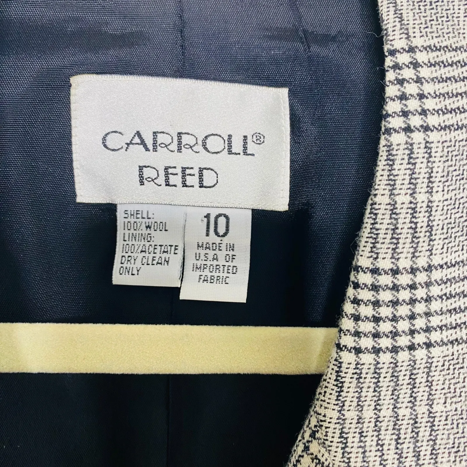 Vintage Carroll Reed Wool Blazer Gray Plaid Preppy Academia Clueless Style Sz 10 White - Image 4