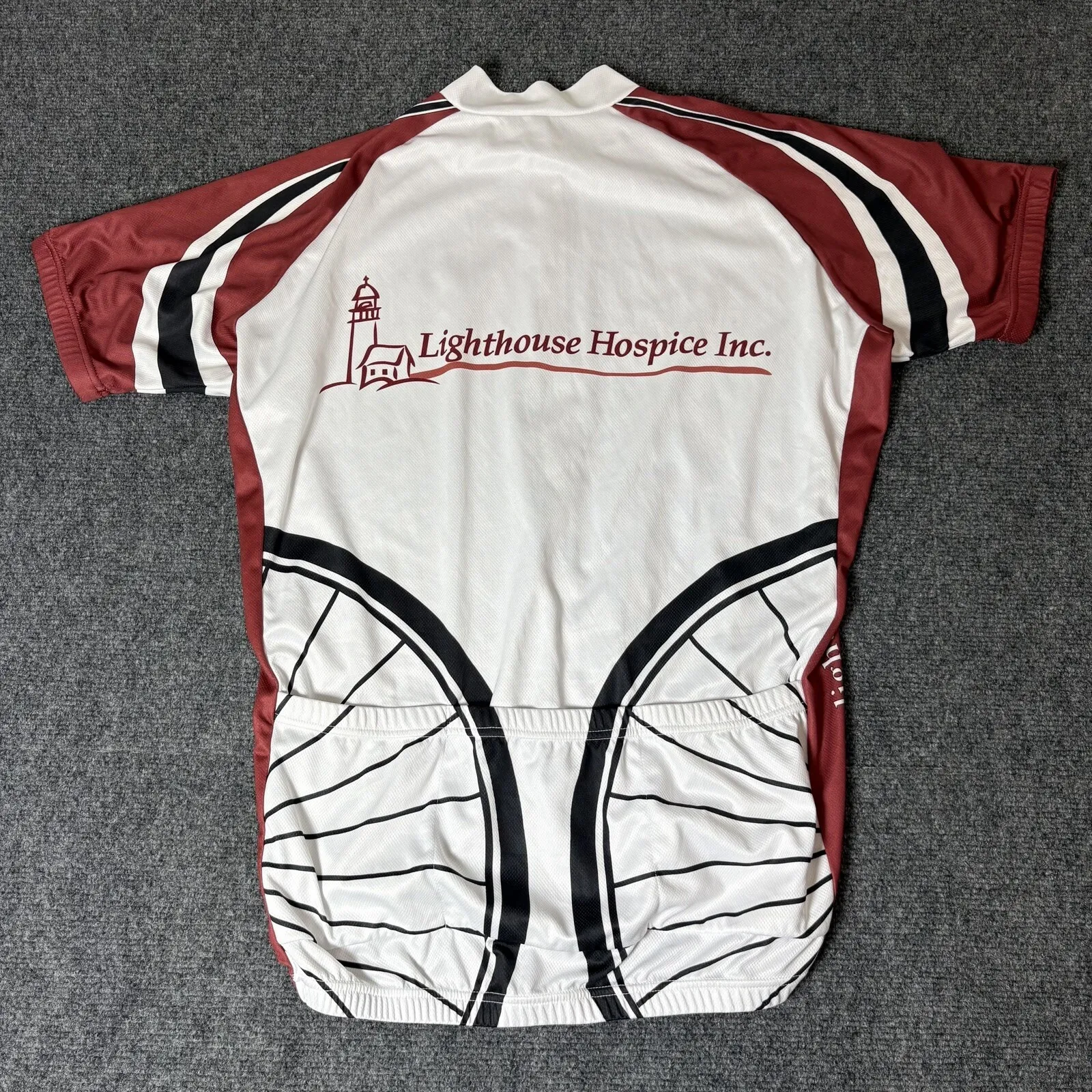 Lighthouse Hospice Jersey Adult L White Red‎ Half Zip Polyester Back Pockets Size L - Image 7