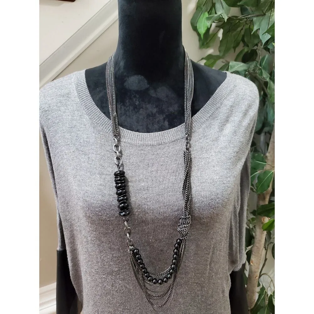 H&M Women's Gray Acrylic Round Neck Long Sleeve Pullover Sweater Dress Size XS/S - Image 2