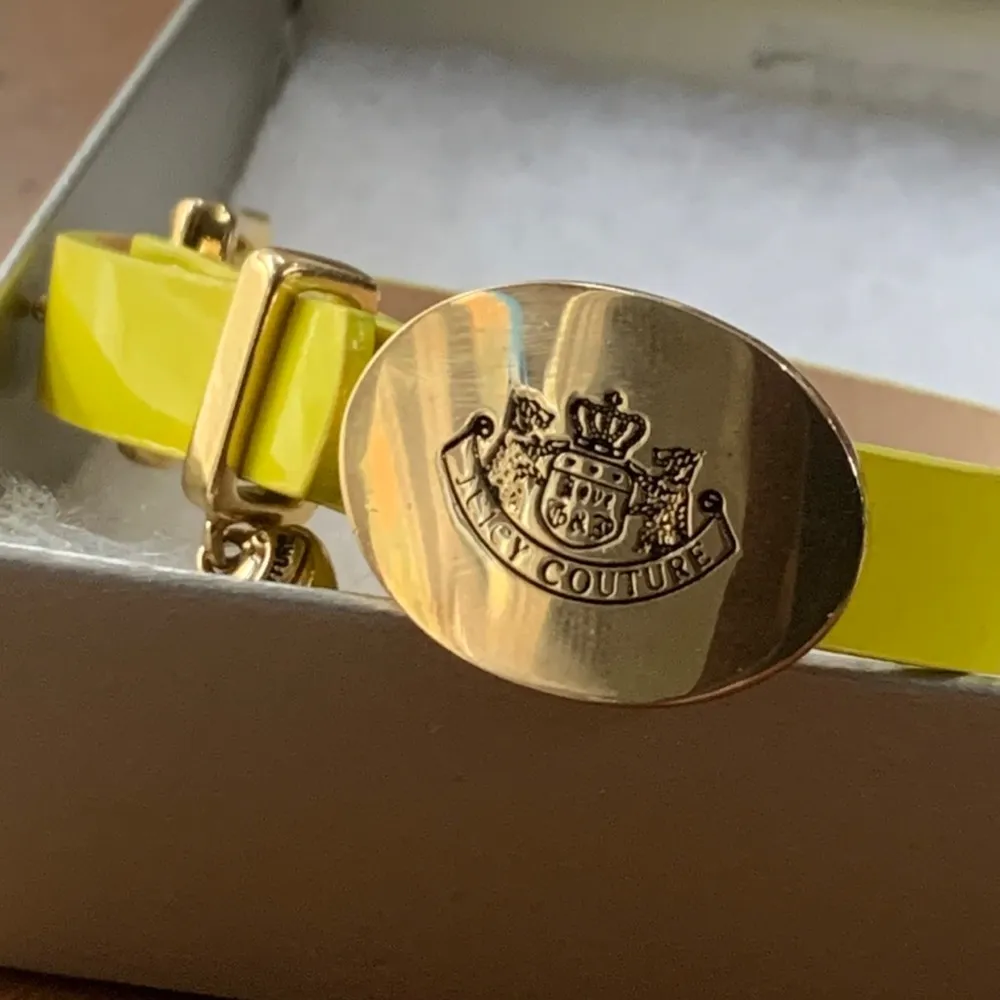 Juicy Couture Pam & Gela Neon Yellow Buckle Bracelet w Good Heart Dangle Charm - Image 8