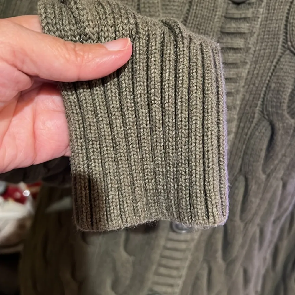 Polo Ralph Lauren olive green Women's cable net Sweater, 100% Cotton Sz S - Image 4