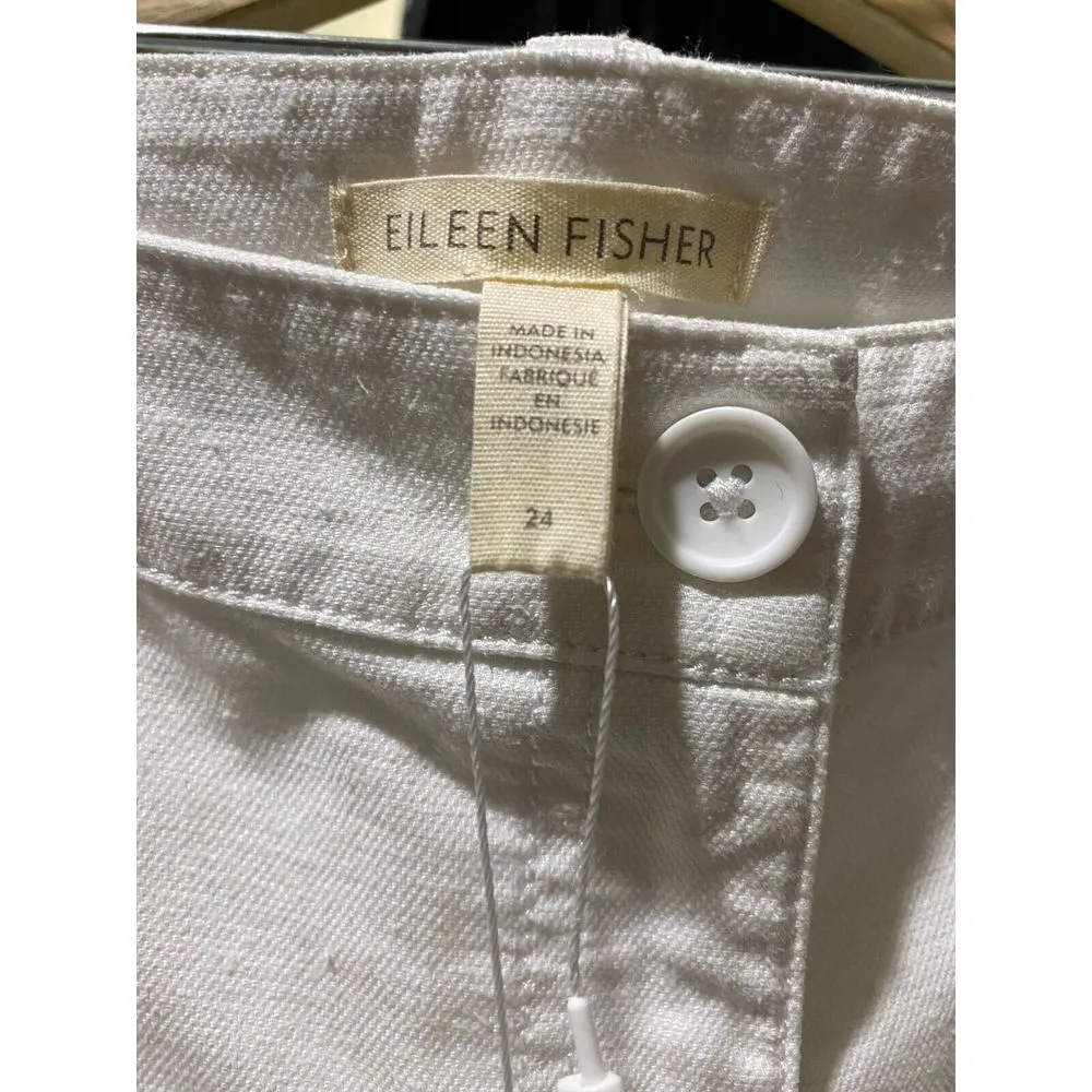 Eileen Fisher Women Organic Cotton‎ Hemp Ankle Pants White Sz 24/3X Minimalist - Image 4