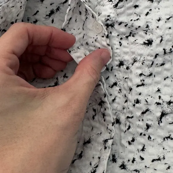 COS Textured Cotton Shirt Size 2 White Black Speckled Button Front Minimalist - Image 3
