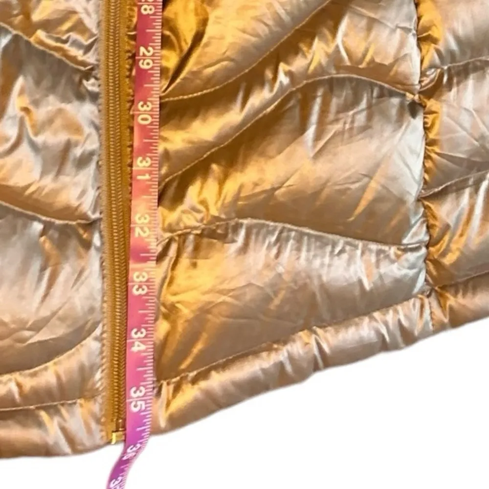 Andrew Marc Women's Long Down Puffer Jacket removable Hood Gold Tan Winter Coat - Image 9