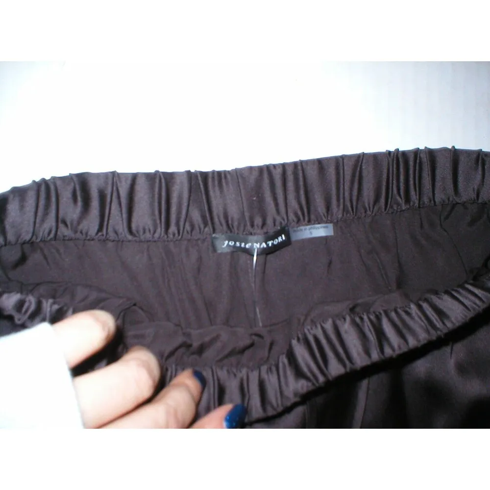 New NWT $195 Small Designer Josie Natori Silk Pants Dark Brown Key Crop Capri - Image 3