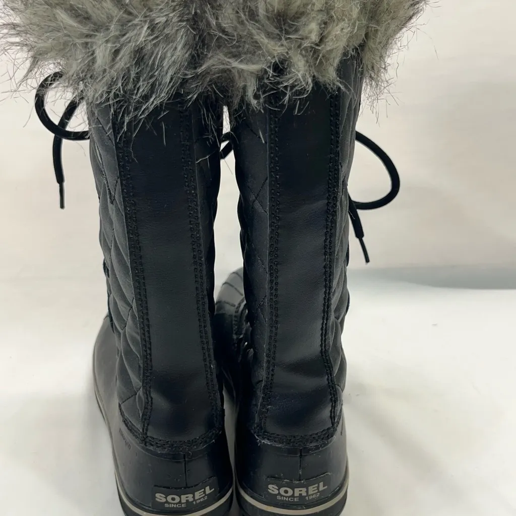 SOREL TOFINO QUILTED SNOW BOOTS W/FUR WATERPROOF WOMEN 8 BLACK PREOWNED - Image 4