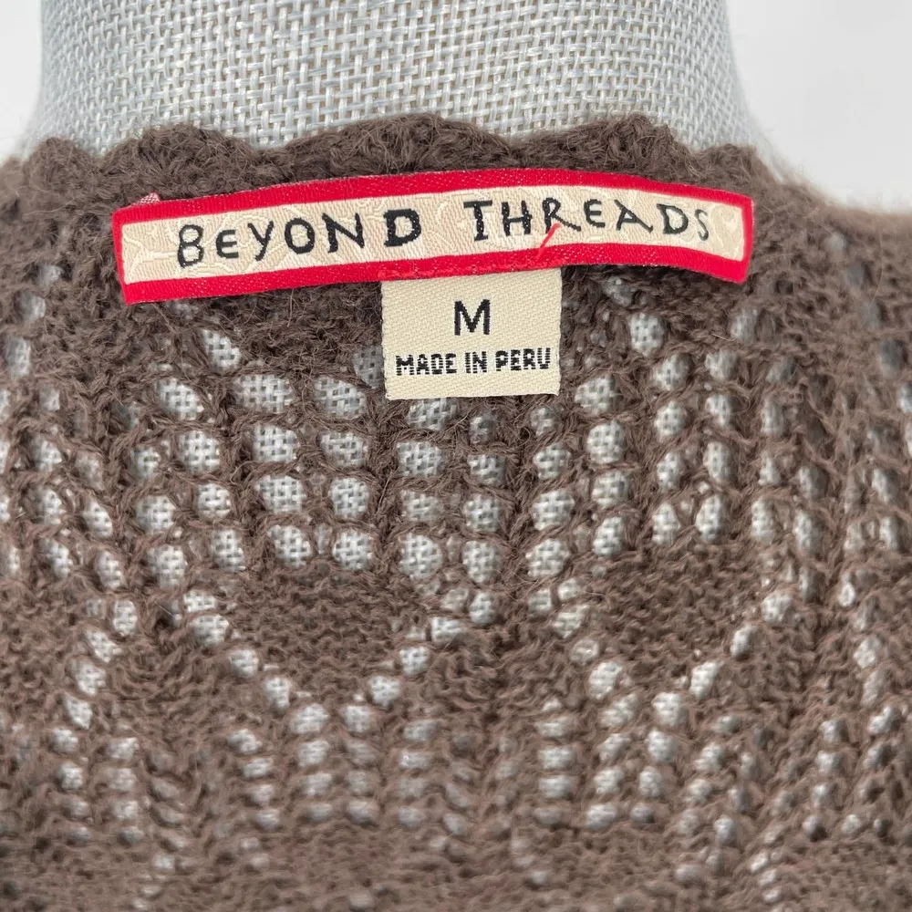 Beyond Threads Open Knit Alpaca Wrap Sweater V - Image 5