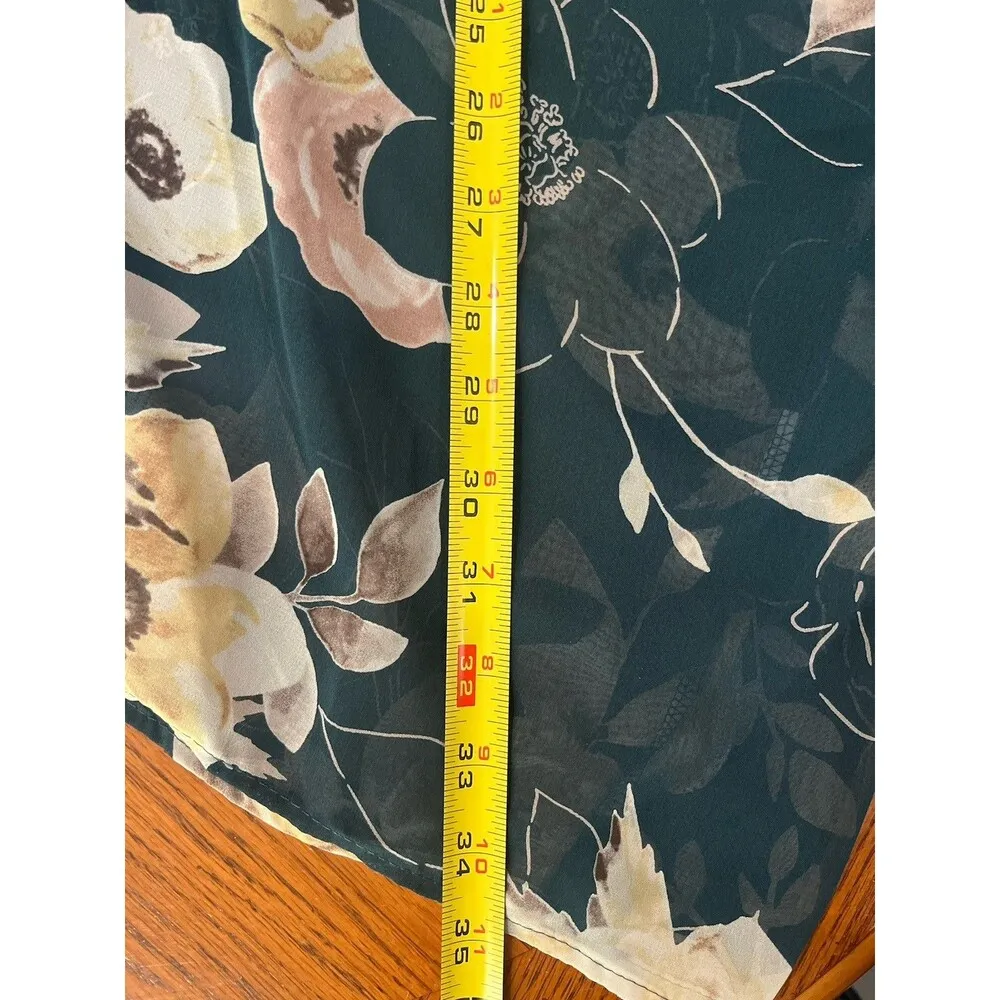 Emerald Teal Floral Sheer Lightweight Beach Swim Cover Up One Size Blue Size undefined - Image 4