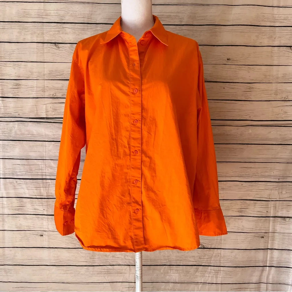 & Other Stories Oversized Button Down Collared Neon Orange
Blouse - Image 7