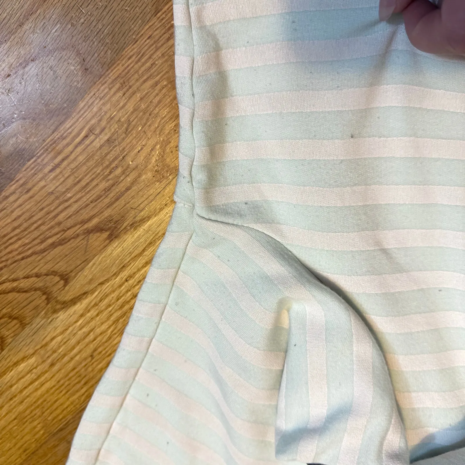 Wanakome Artemis Women’s Large Pale Green White Stripe Pullover Hoodie Nautical - Image 7