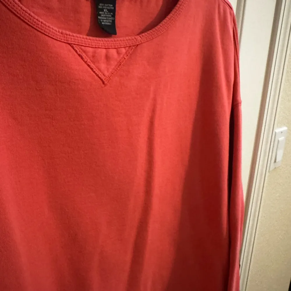 Moda International Women's Crew Neck Dolman Crop Coral Pink Sweatshirt XL - Image 2