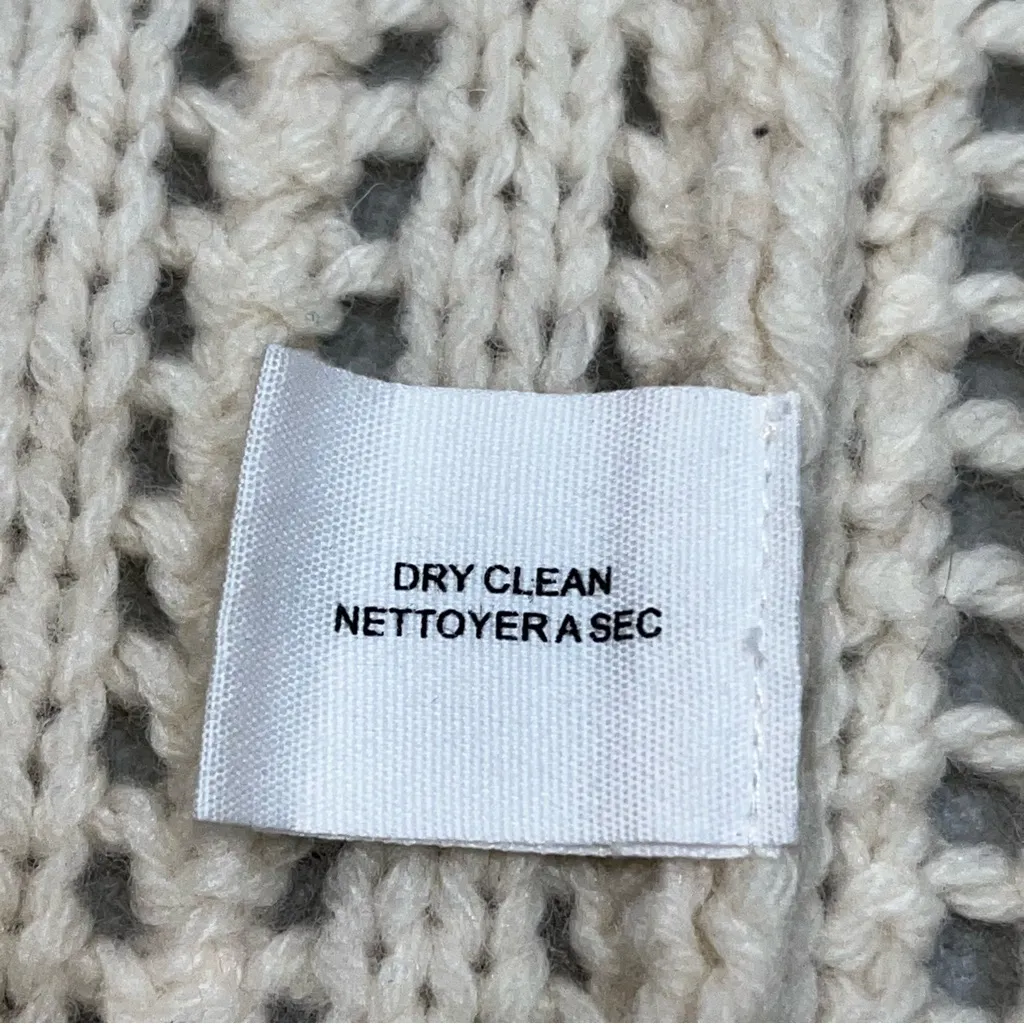 Anthropologie Guinevere Cream Cable Knit Cashmere Blend Cardigan Sweater Medium - Image 9