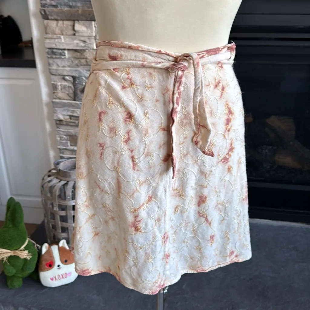 Bohemian embroidered tie dyed wrap mini shirt Yellow Size undefined - Image 6