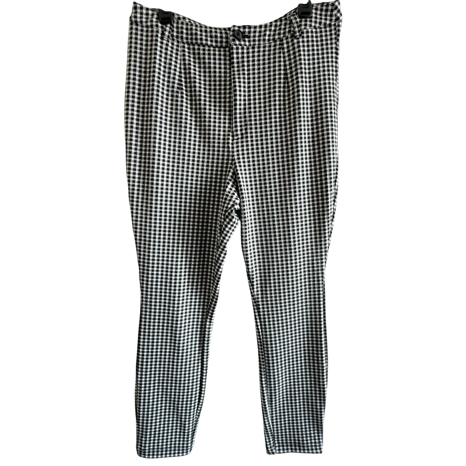 Maeve Anthropologie Gingham Slim Ankle Pants Black White Size 14 - Image 2