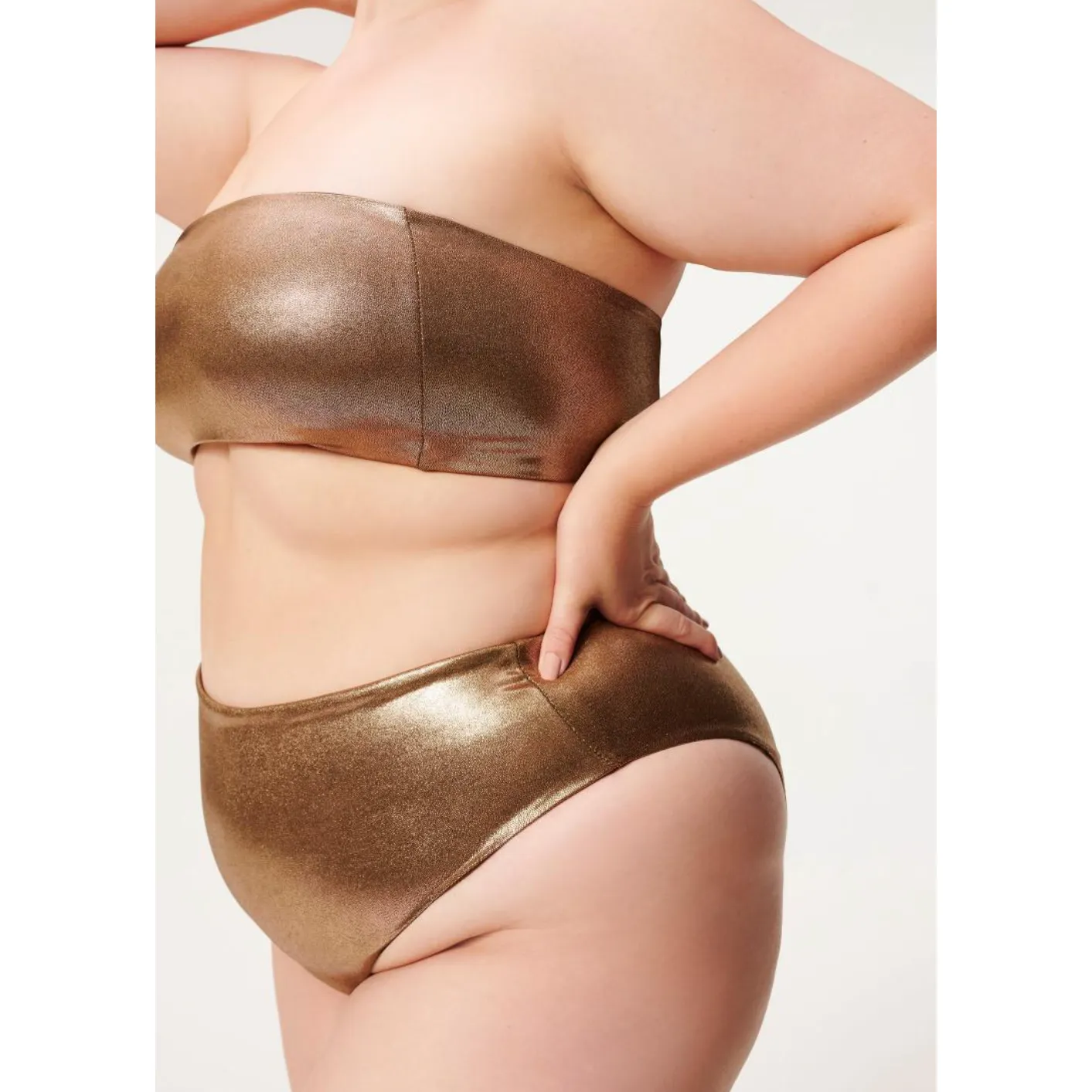 Good American Mocha Foil Reversible Good Waist Bikini Bottoms - Image 9