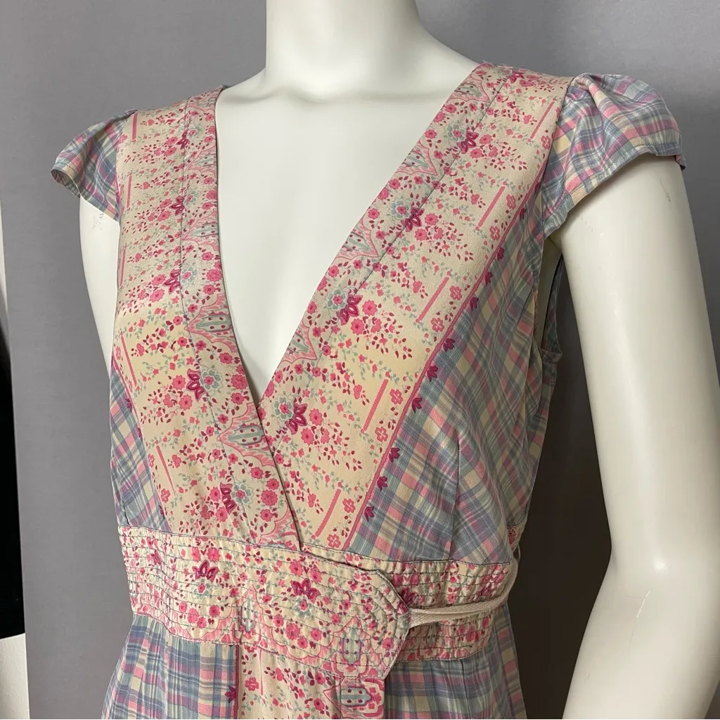 Plenty by Tracy Reese Wrap Dress Silk Plaid Women 10 Cap Sleeves Feminine V - Image 9