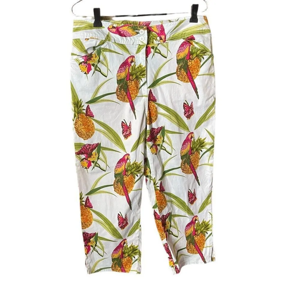 Vintage Bill Blass size 10 fun lighthearted Parrot themed capris. - Image 2