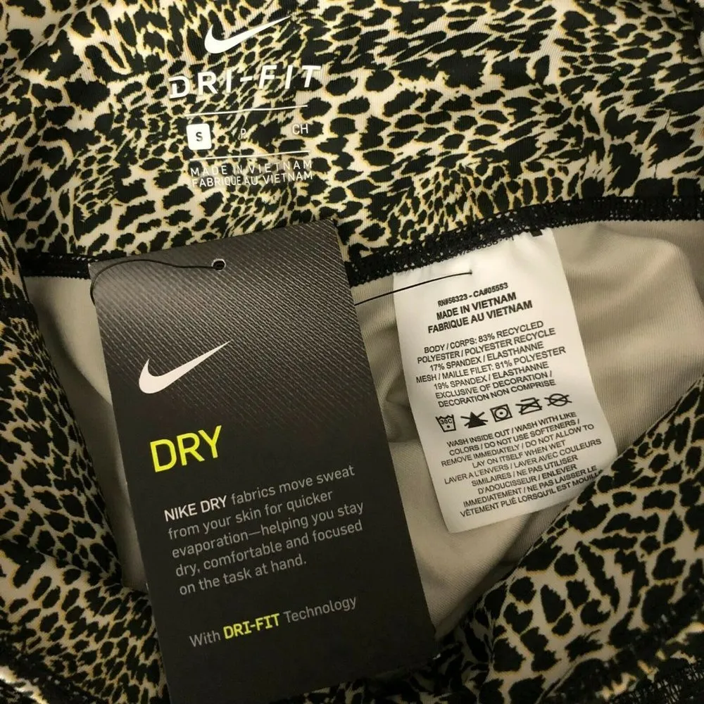 Nike Womens Dri-Fit Leggings Mid-Rise 7/8 Leopard Print Beige Black Size S - Image 3