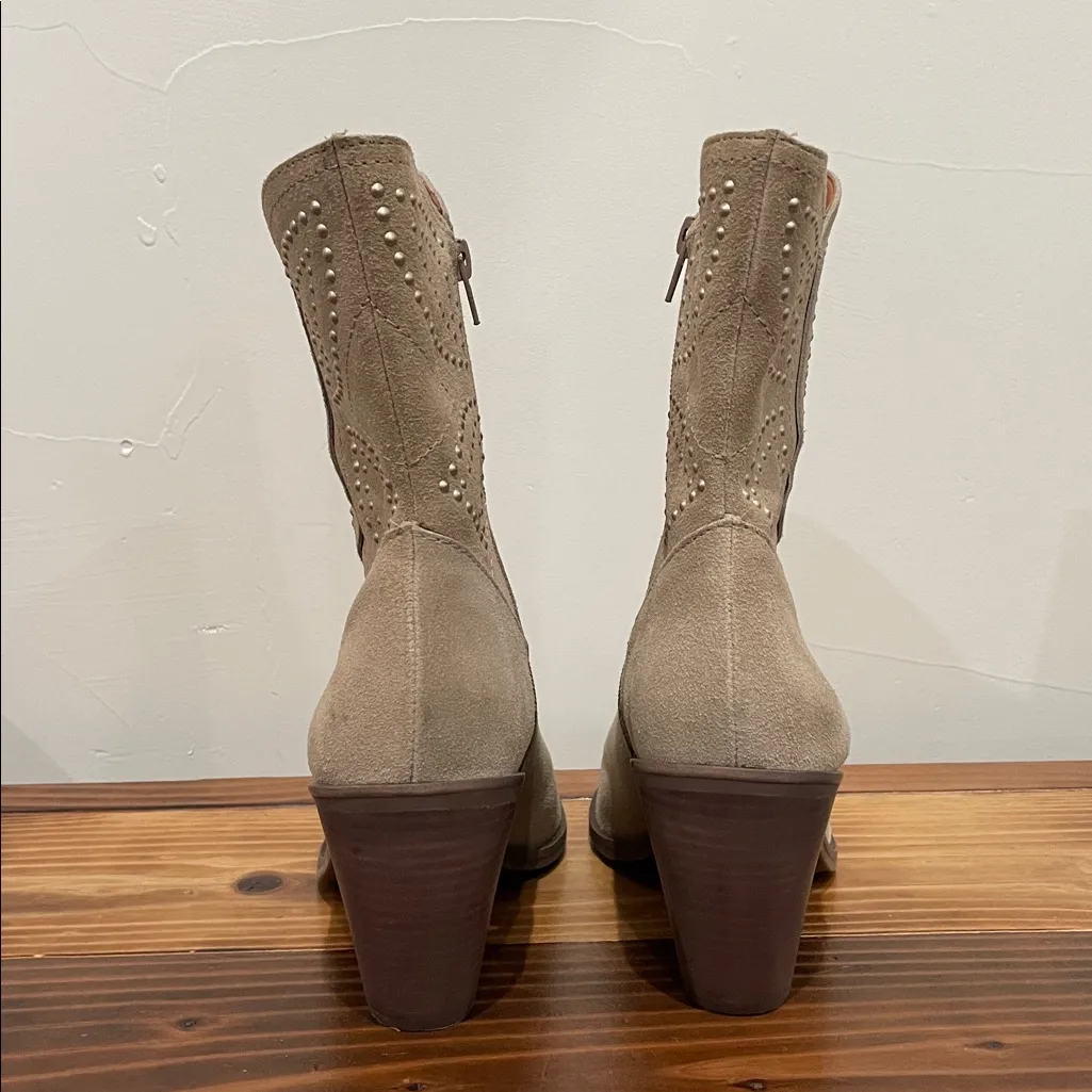 LUCKY BRAND Womens Beige Western Lakelon Almond Leather Booties Size 9 - Image 7