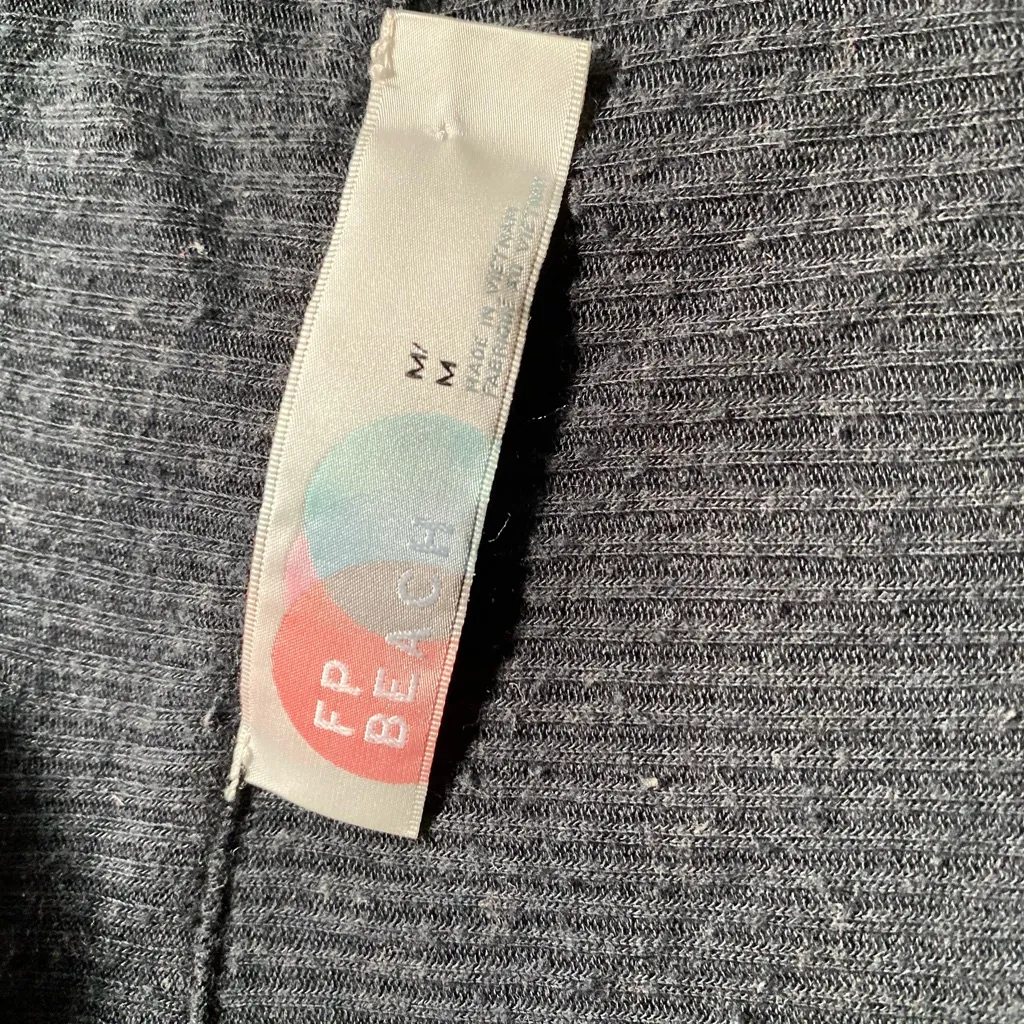 Free People Rib Knit Button Up Collar Lightweight Long Sleeve Cozy Boho‎ Top Med - Image 3