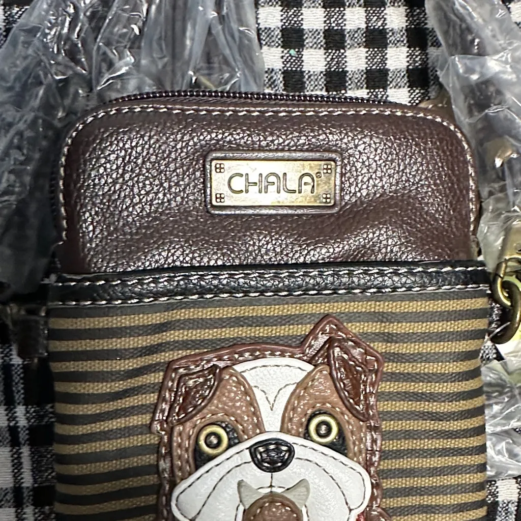 Chala  Brown and Tan Bulldog Shoulder Bag NWT - Image 2