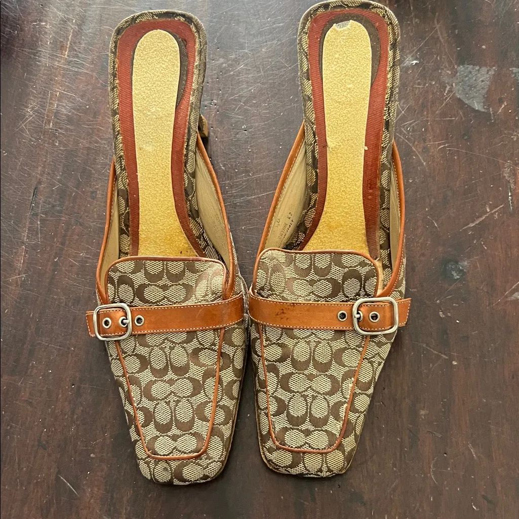 Coach Women's Brown and Tan Loafers with Buckle Detail - Image 5