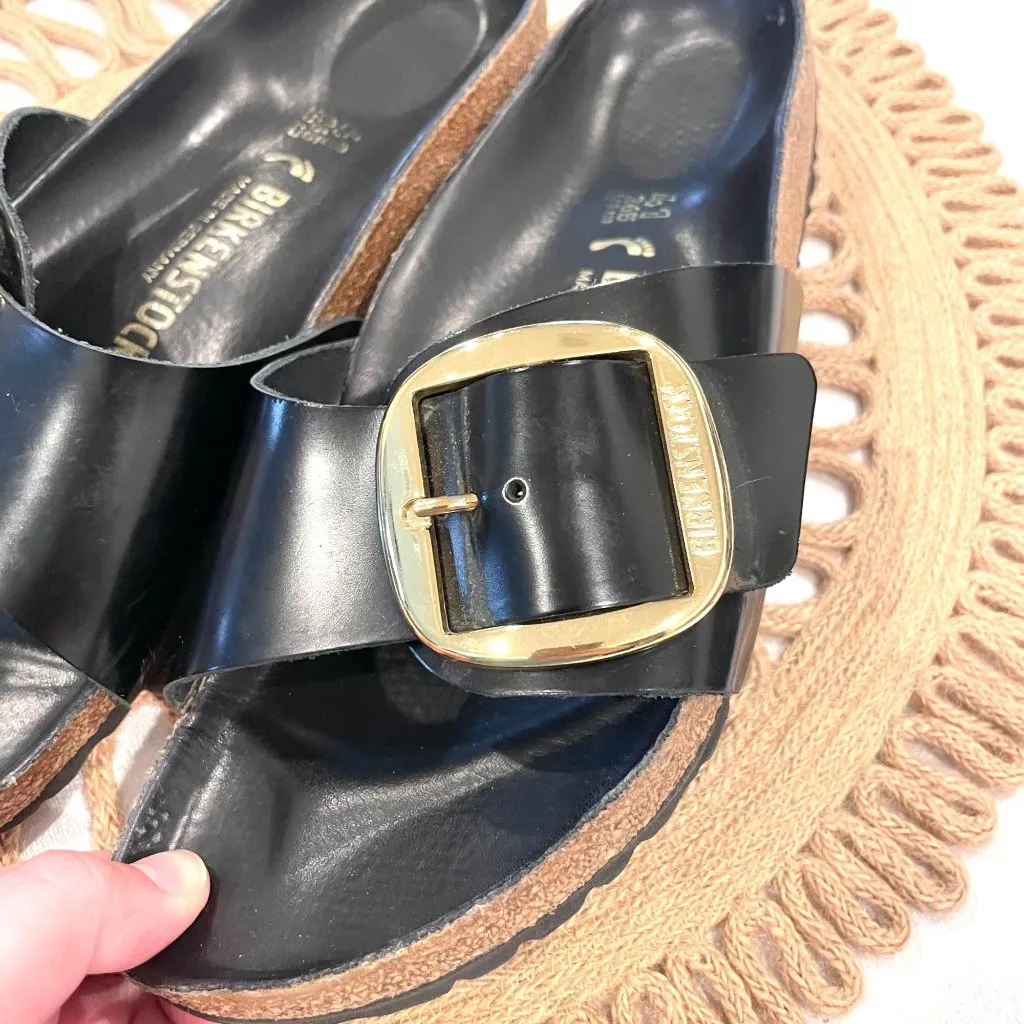 Birkenstock Madrid Big Buckle High Shine Sandals Black High Shine Size 41 - Image 5