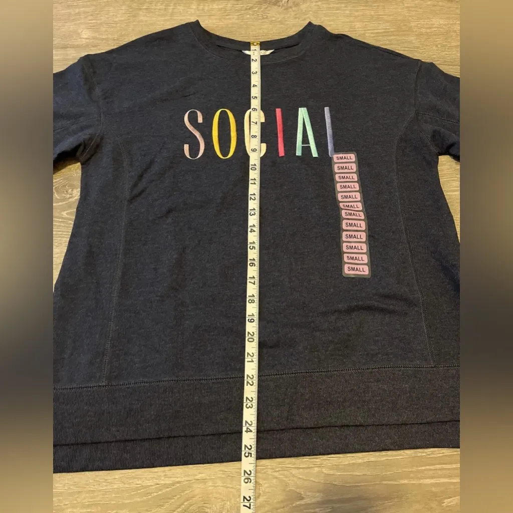 Wildfox Statement Sweatshirt Social Embroidered NWT Womens Size S Blue Pullover - Image 8