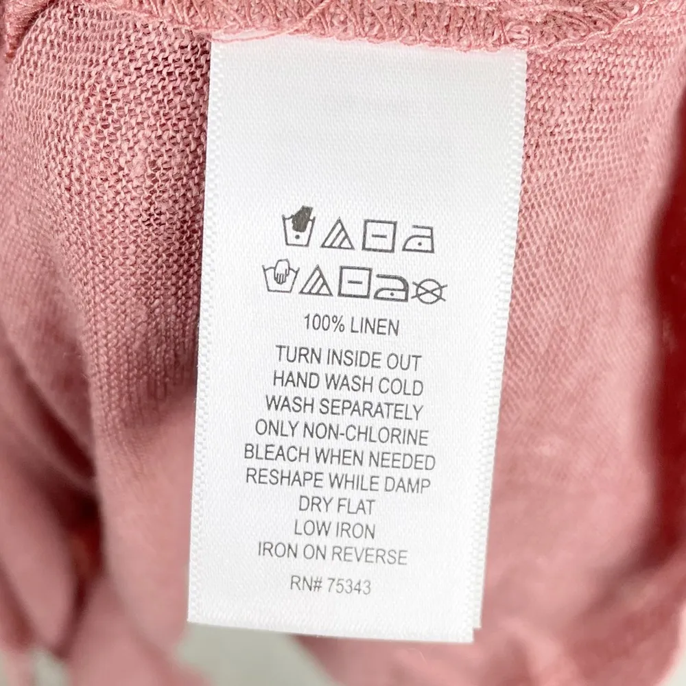 H by Halston 100% Linen Crossover Back Short Sleeve Tee Rose Mauve Size Medium - Image 7