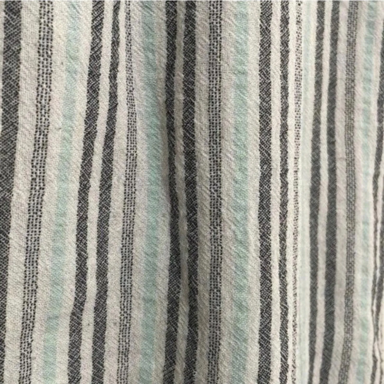 Ava James Mint and Grey Striped Cap Sleeve Babydoll Blouse Top Career Office Blue - Image 4