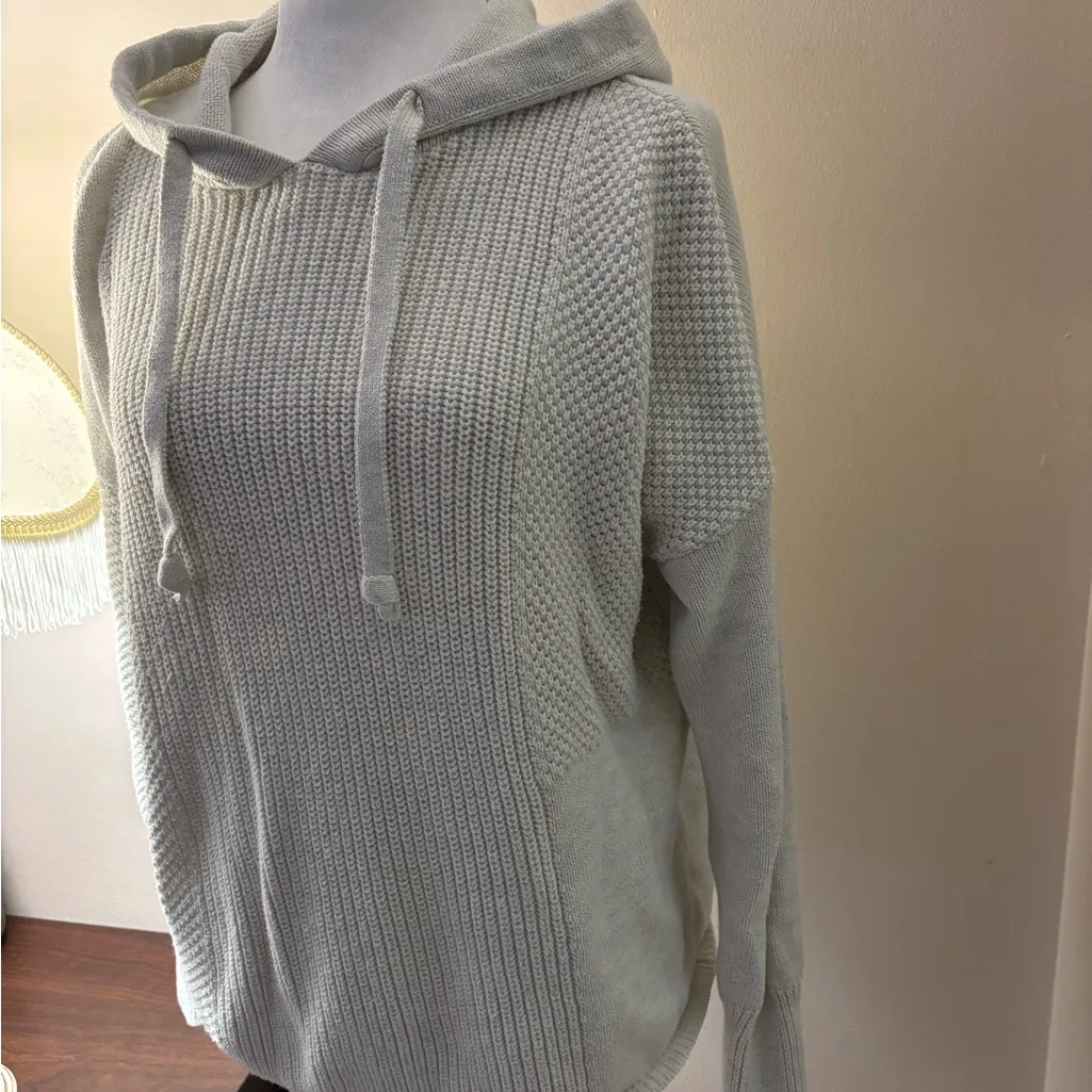Cynthia Rowley Women’s Active Off-white Knit Hoodie Sweater Size L - Image 4