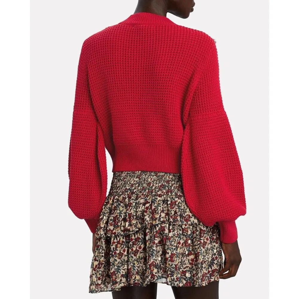 Shona Joy Red Warner Cropped Cable‎ Knit Sweater Size Medium - Image 2