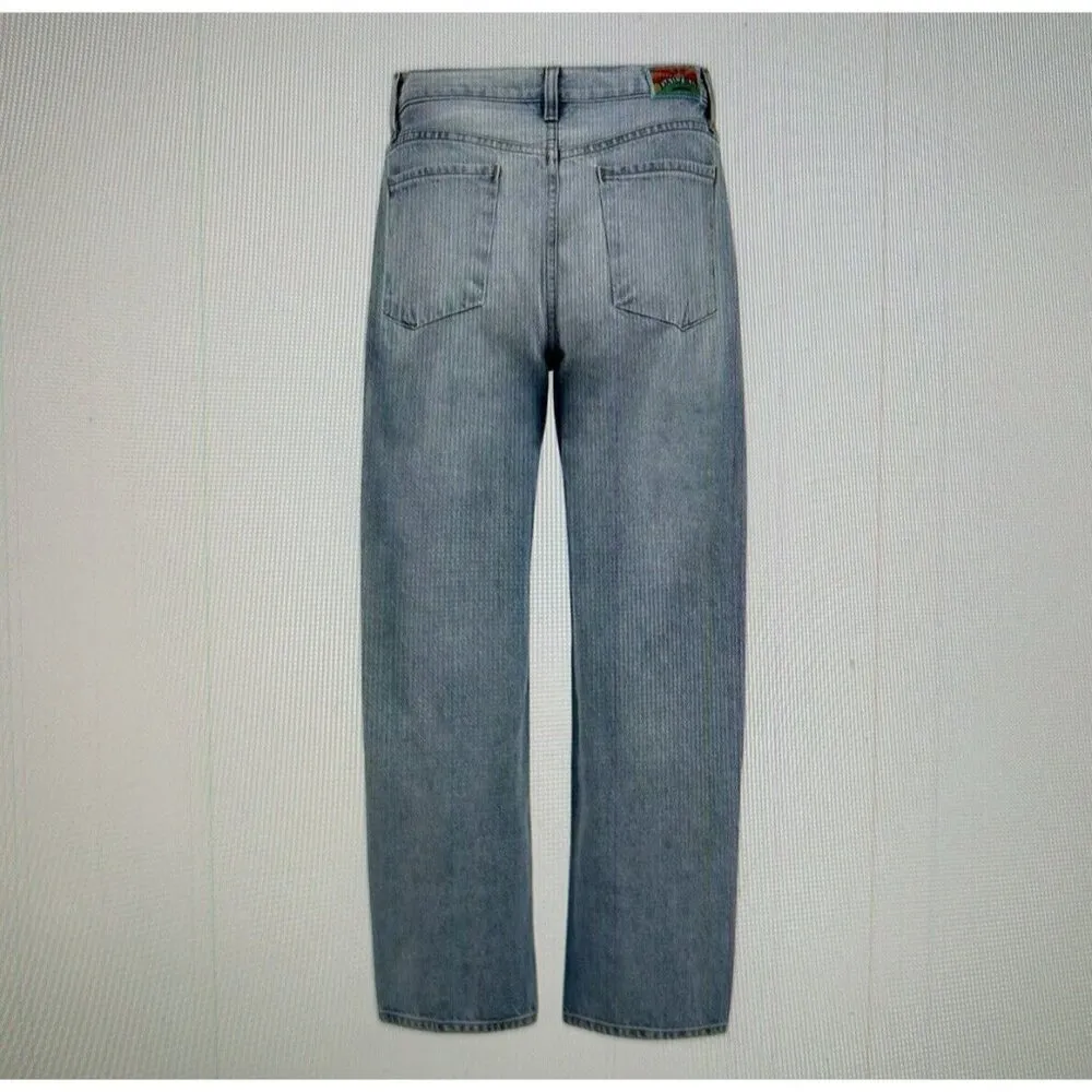 Daily Blue Mantra Jeans Wide Barrel Leg Button Fly High Rise in Lake Blue Sz 31 - Image 4