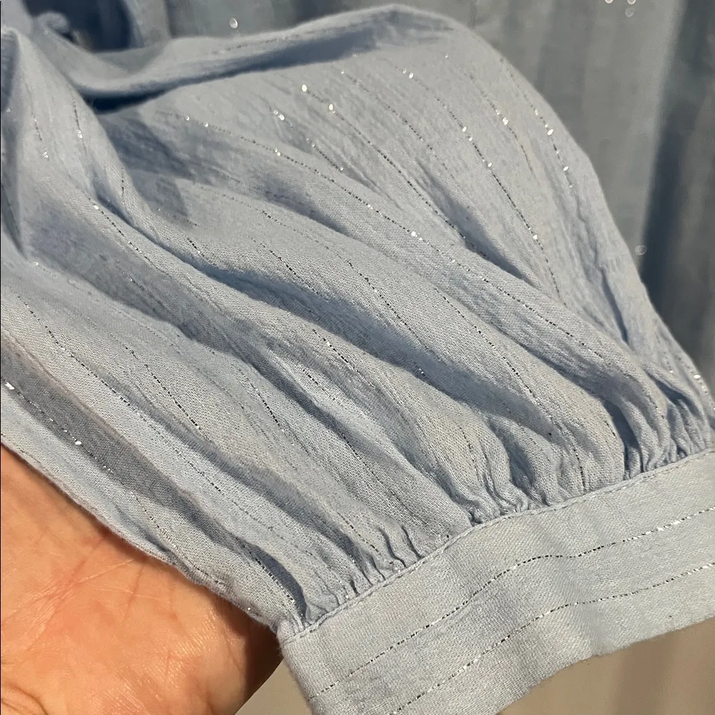 ZARA NWOT METALLIC THREAD STRIPED OVERSIZED BLOUSE - small - Image 5