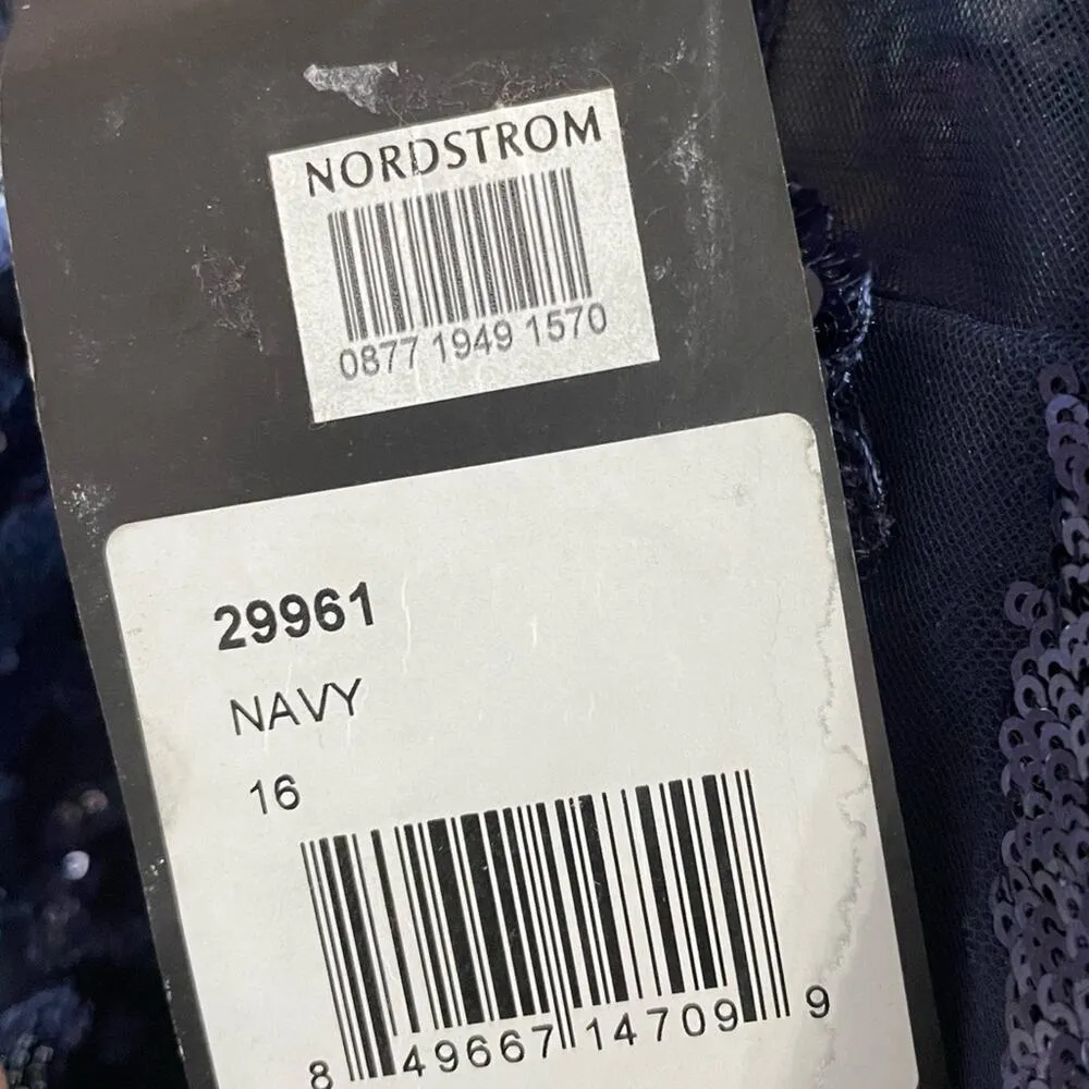 La Femme 29961 Mother of the Bride Navy Floral Sequin Gown Women’s Sz 16 - Image 7