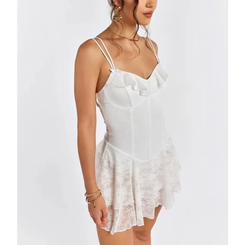 Outcast Clothing Mini Dress Frill Lace Dylan Size L White Size L - Image 5