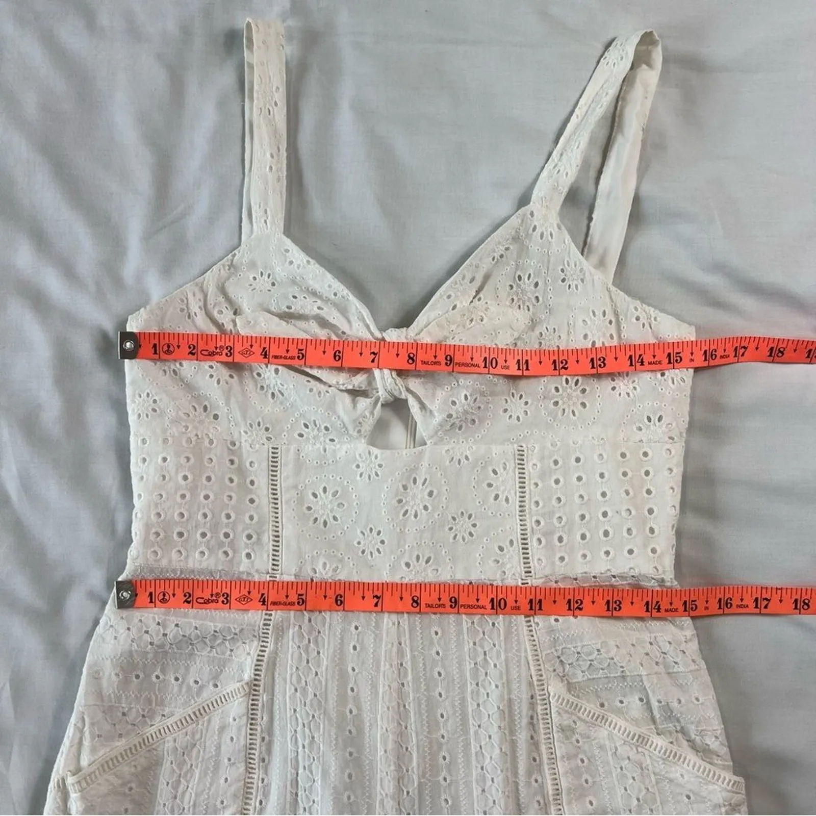 Hutch Women's XS White Romper Tank Top Wide Leg Eyelet Print - Image 5