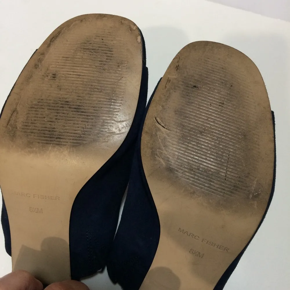 Marc Fisher Dafne Navy Peep Toe Mules - Image 7