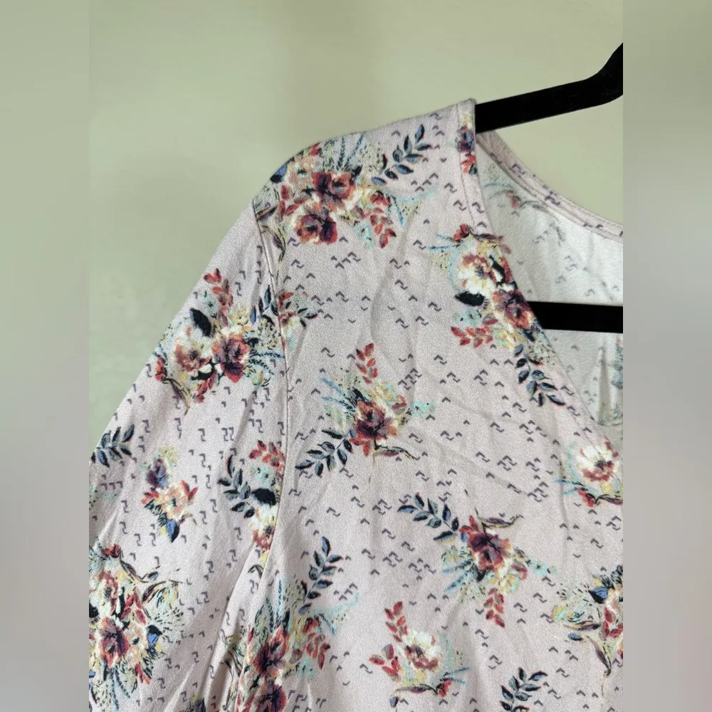 Women’s Peplum Floral Blouse Small Boho Romantic Pink Plus Size Pullover Shirt - Image 2