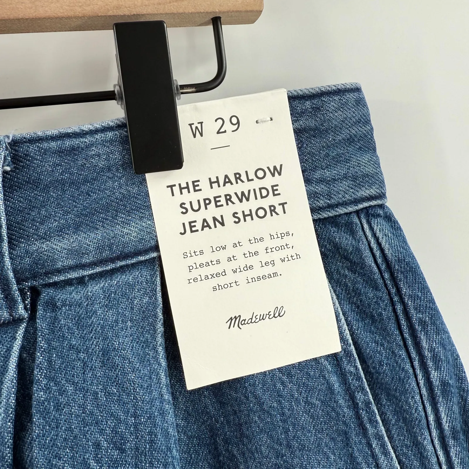 Madewell Shorts Women’s Size 29 The Harlow Superwide Soft Jean NWT Pleats Denim - Image 7