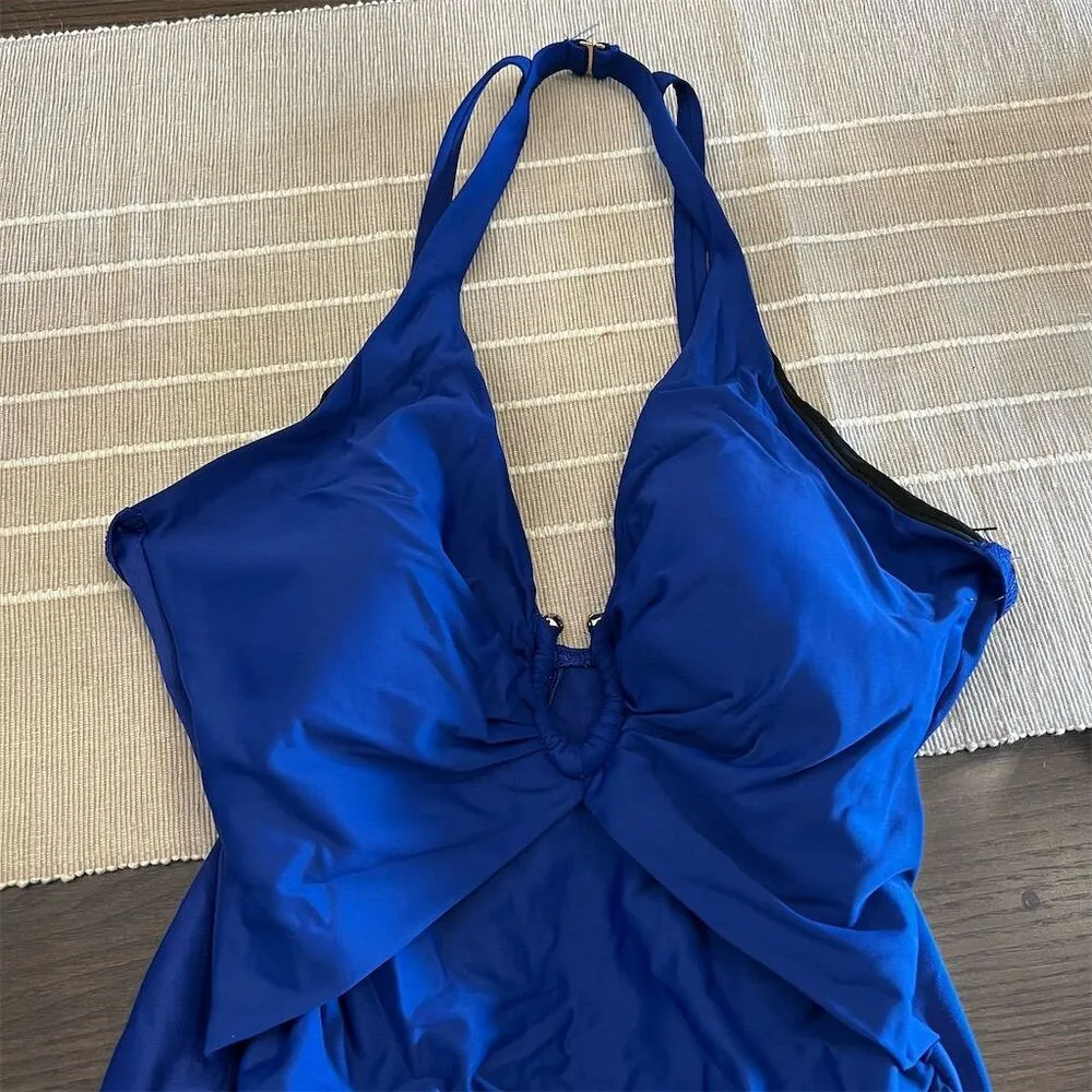 Miraclesuit Blue Razzle Dazzle Bling One Piece Swimsuit Women’s Size 14 - Image 4