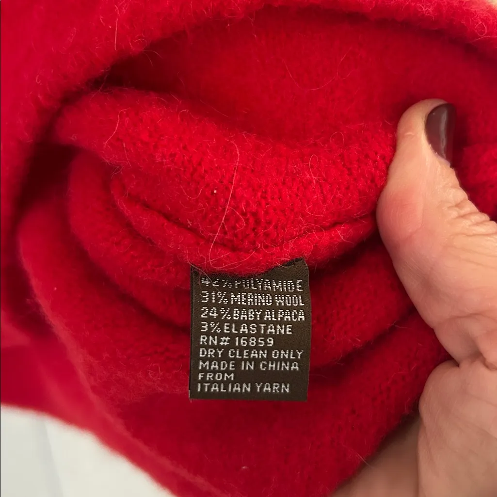 J. McLaughlin Red Wool Alpaca Blend Sweater Large - Image 3