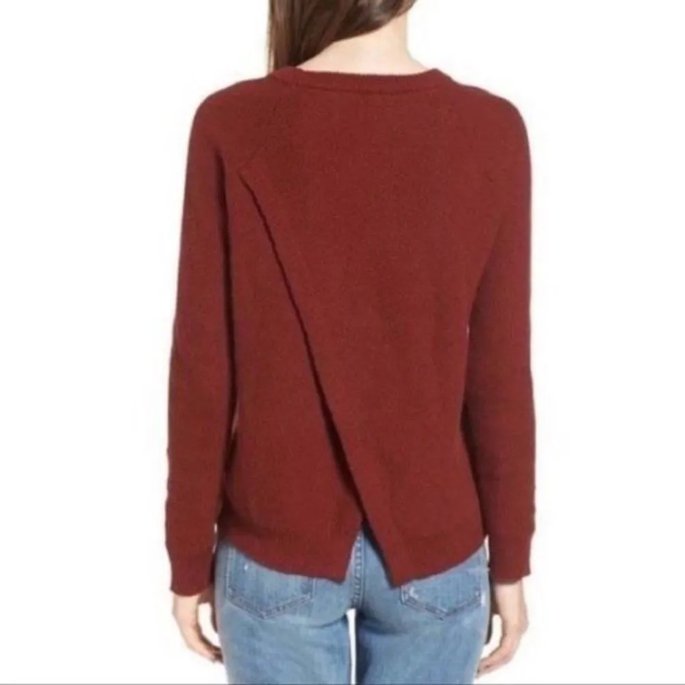 Madewell Province Tulip Hem Split Back Long Sleeve Sweater in Mahogany XS - Image 59