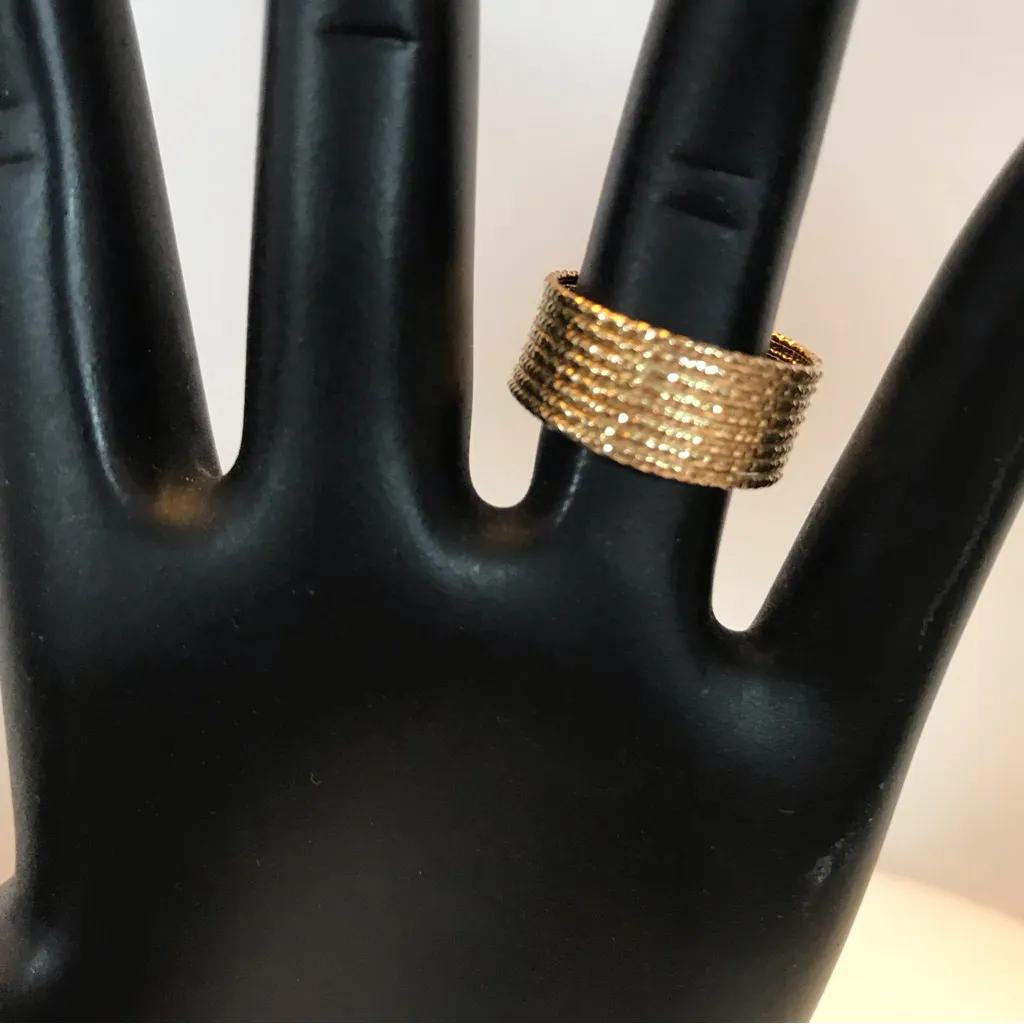 14K SOLID YELLOW GOLD WITH BLUE DRUZY QUARTZ STACKED WRAP STYLE RING (5.25) - Image 10