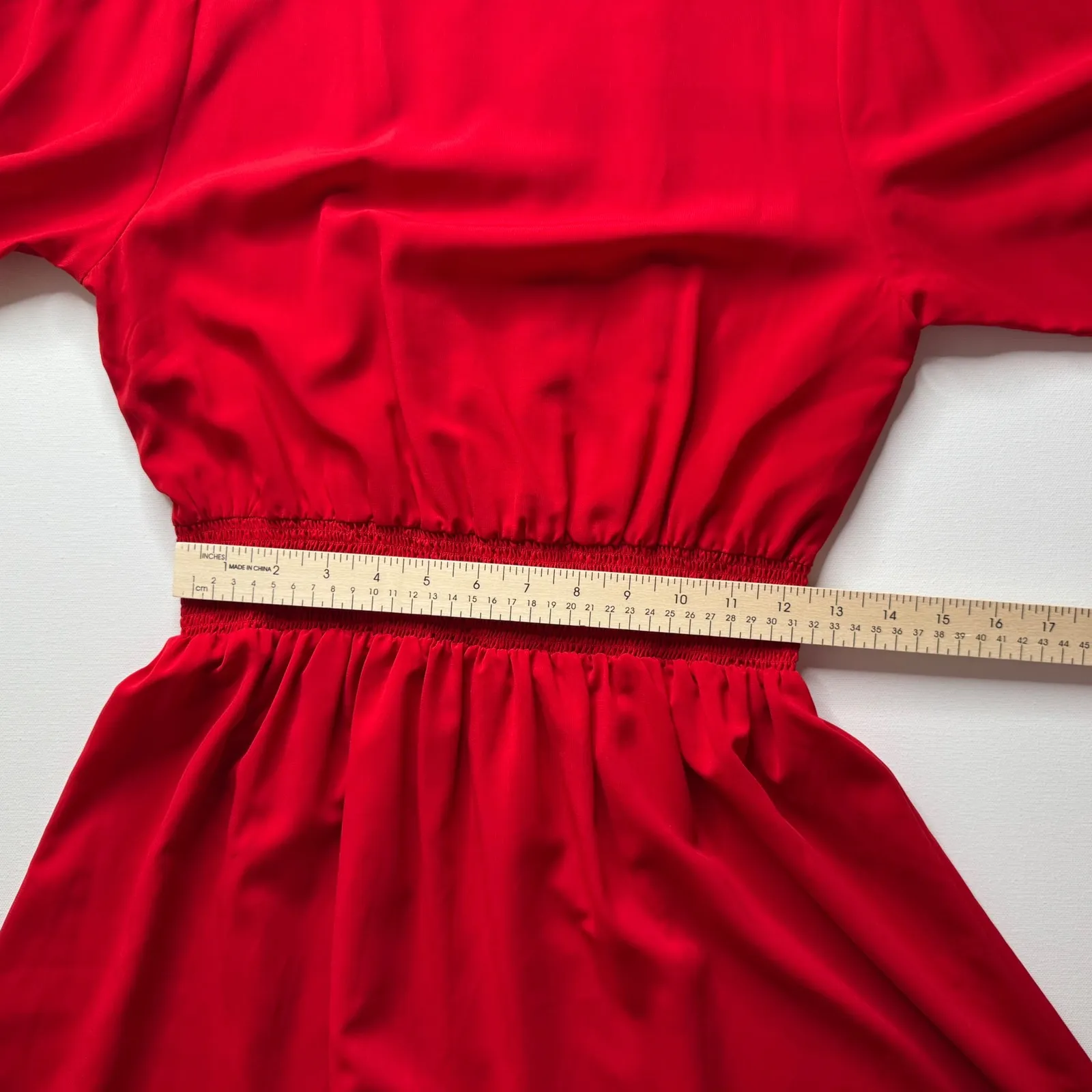 Calvin Klein Red Sheath Dress‎ Size 4 Smocked Waist Career Office Lightweight - Image 9