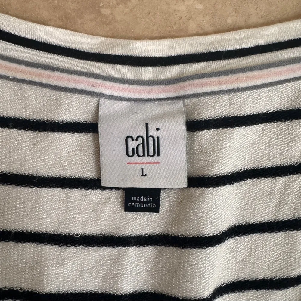 CAbi Relax Game Day Striped Knit Long Sleeve Tie Neck Sweatshirt Womens Size L - Image 11