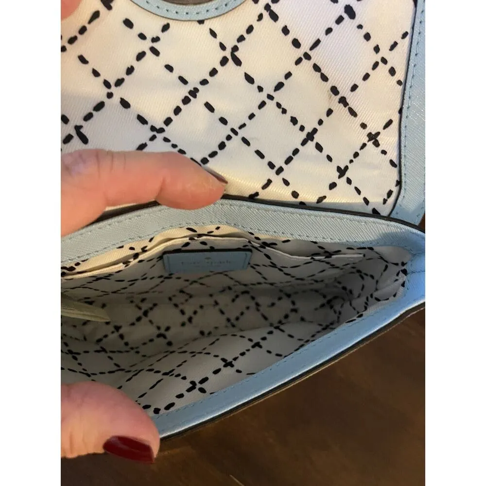 Kate Spade Crossbody Sally Newbury Lane Saffiano Leather Light Blue Chunky Clasp - Image 5