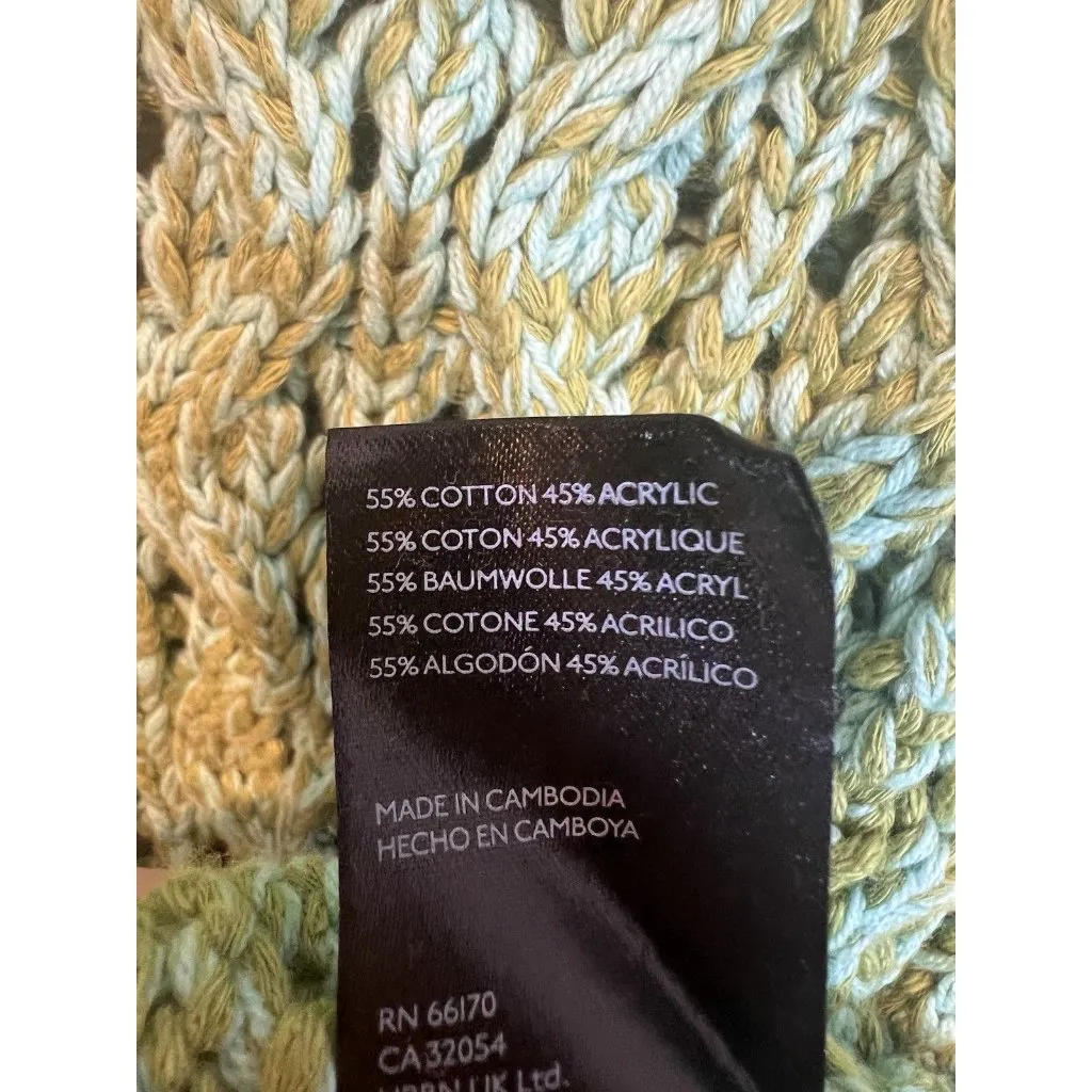 Urban Outfitters BDG Killian Quarter Zip Sweater Large Green Chunky Knit Cropped - Image 10