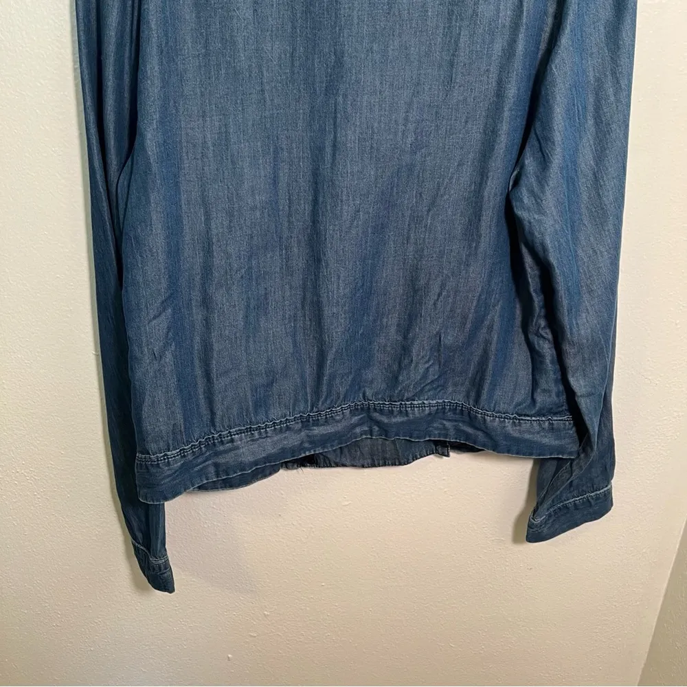 Nine West Jeans Chambray Moto Jacket Asymmetric Zip L - Image 8